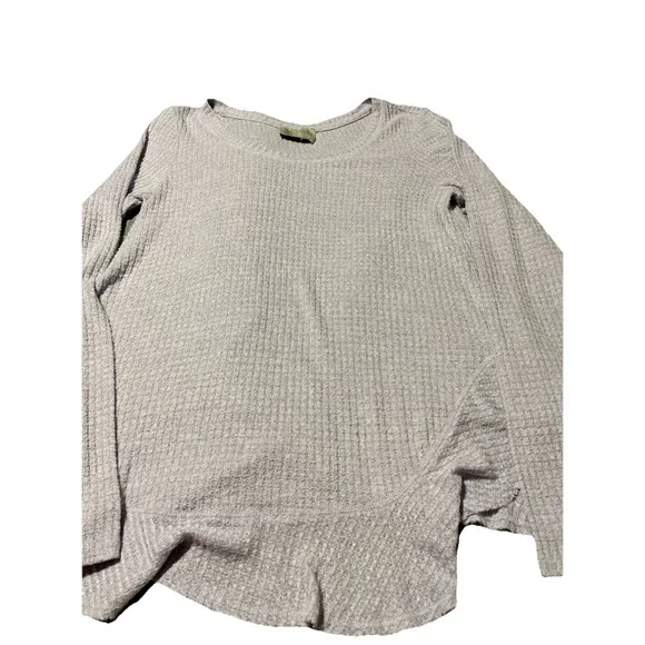 Anthropologie Sunday Saturday S  Purple Waffle Knit Ruffle Back Long Sleeve Top - Picture 4 of 11